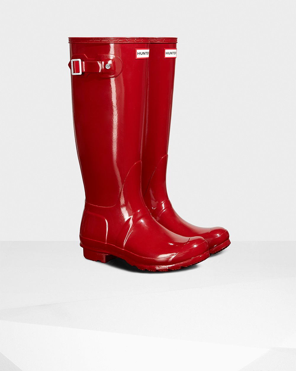 Bottes Hautes de Pluie Hunter Original Gloss Femme Rouge ZVDJRUH-15